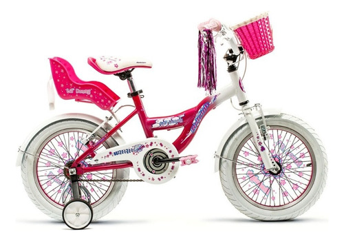 Bicicleta Paseo Infantil Raleigh 4 Lilhon  2023 R16 S 1v Frenos V-brakes Color Blanco/rosa Con Ruedas De Entrenamiento Y Pie De Apoyo  