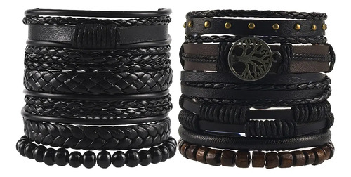 12pzs Pulseras Para Hombre De Cuero Piel Brazalete Regalo | MercadoLibre