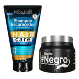 Shampoo Escurecedor + Banho Negro Matizador 500g Troia Hair 