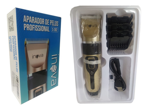 Cortador De Cabelo Recarregável Inova S-262 Dourado 110/240v 100v/240v