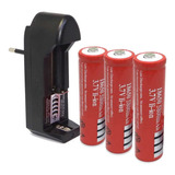 Carregador + 2 Bateria 18650 3.7v Recarregável Lanterna Led