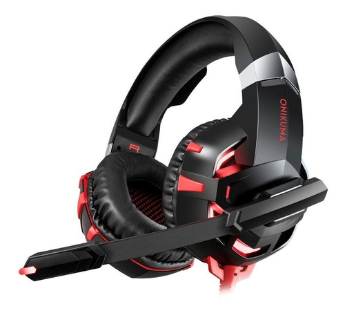 Audífonos Gamer Onikuma K2 Pro K2a Negro Y Rojo Con Luz Led