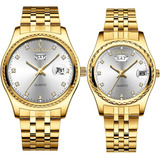 Reloj De Pulsera Para Parejas, Reloj De Pulsera Dorado