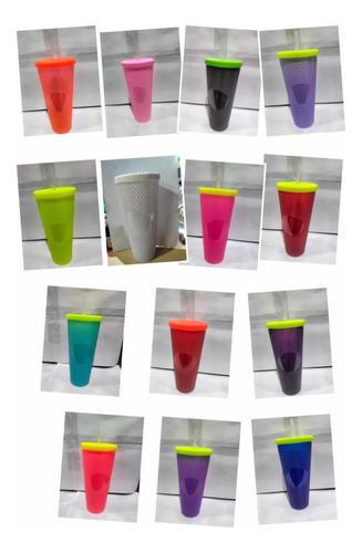 Vaso Tipo Starbucks 1lt Caja Master 100pz Colores Surtidos 