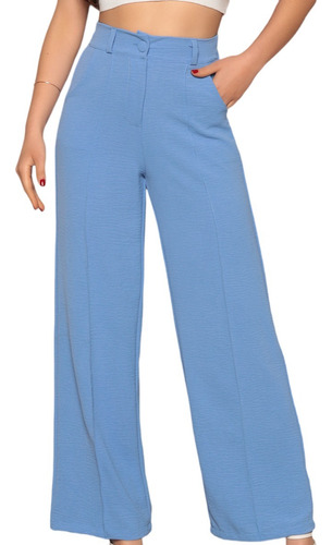 Calça Feminina Social Alfaiataria Pantalona Tecido Wide Leg