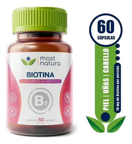 Most Natura Biotina Suplemento Alimenticio 60 Caps Sabor Sin Sabor