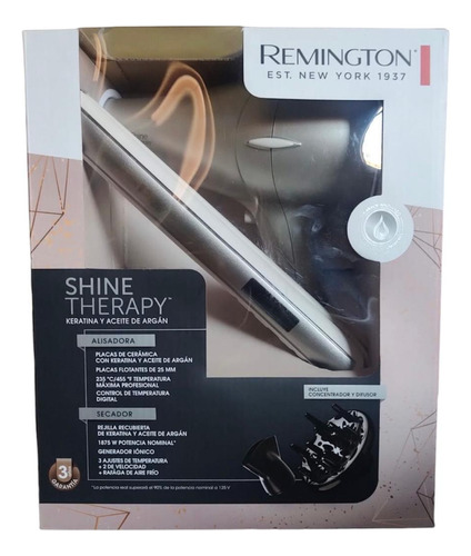 Combo Remington Secador+plancha 450*f Shine Therapy Argain