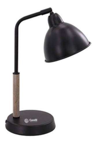Lámpara Escritorio Velador Tulio Negro ,madera Nordica , E27