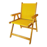 Cadeira Madeira Dobrável Área Varanda Piscina Jardim Amarelo