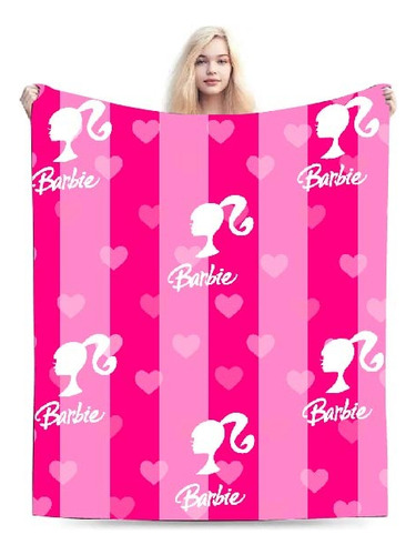 Cobija Barbie Rosada 160cm X 180cm Sencilla Sin Ovejero