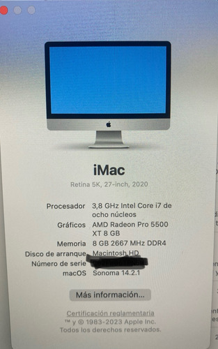 iMac 27 2020 Retina 5k Radeon Xt Pro 5500 8gb