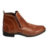 Botina Zíper Lateral Bota Masculina Country Couro Legítimo