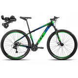 Bicicleta Aro 29 Gts Prom5 Urban Freio A Disco 21 Marchas Tamanho Do Quadro 21   Cor Preto/vede Com Azul