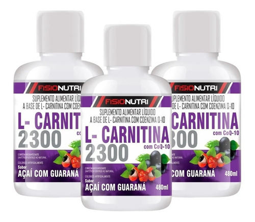 3x L-carnitina 2300 Mg - Termogênico - Fisio Nutri