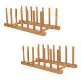 Samebuteco Estante De Madera De Bambu Para Platos, Escurrido