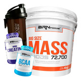 Hipercalorico 6kg + Bcaa 100g + Creatina 100g + Fuel Shaker Sabor Chocolate