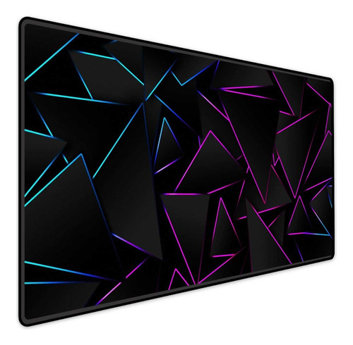 Mousepad Gamer Speed Extra Grande 80x40 Triangulos Neon Roxo