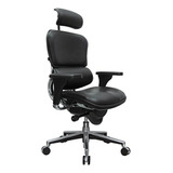 Silla Giratoria De Cuero Eurotech  Alta Espalda, Negra