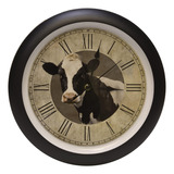 Cow Farmhouse Collection Reloj De Pared Con Sonido Vintage M