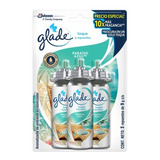 Glade Aromatizante Toque Paraíso Azul  3 Repuestos, 27g.