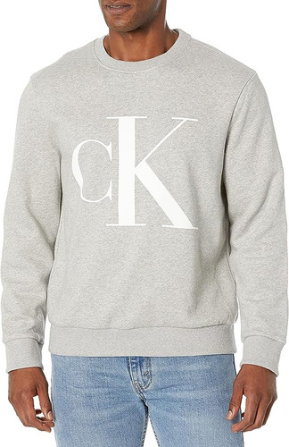 Poleron Sudadera Calvin Klein Logo Monograma - Hombre Talla M Gris