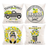 Fundas De Almohada Lemon Farmhouse Summer De 18 X 18, Juego