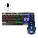 Kit Mouse Teclado Gamer Semi Mecânico Rgb