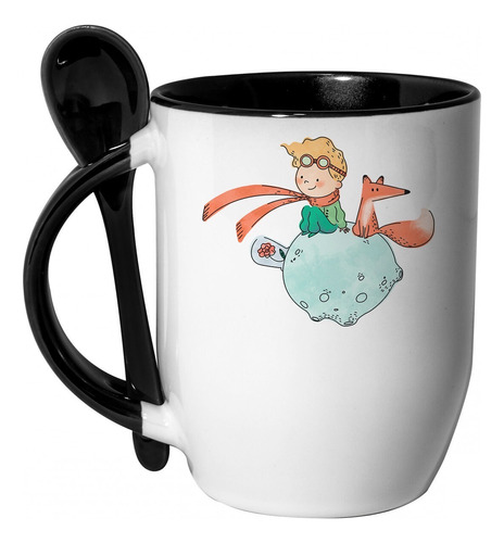 Taza Infantil Con Cuchara El Principito Y Su Zorro Rosa