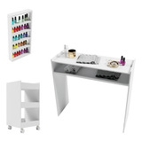 Mesa  Manicure Com Carrrinho Aux + Expositor Envio Rapido 