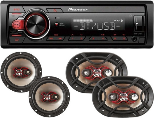 Aparelho Mp3 Pioneer Mvh-s218bt + 4 Falante Bravox 6+6x9 Pol