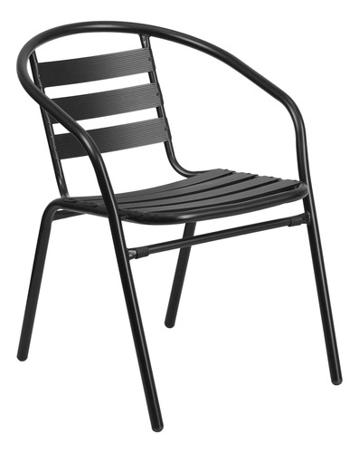 Flash Furniture Lila Silla Apilable De Metal Negro Con List.