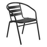 Flash Furniture Lila Silla Apilable De Metal Negro Con List.