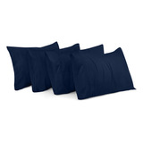 Paquete De 4 Fundas De Almohada Estandar Azul Resistente