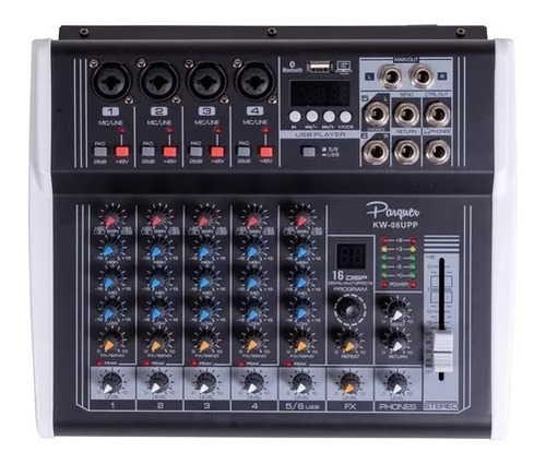 Consola Mixer Potenciada Kw-06upp 6 Canales 