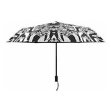 Sombrilla O Paraguas - Black White Art Flower Parasol Compac