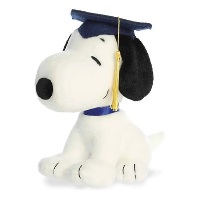 Peluche Aurora Snoopy Graduación Peanuts Mediano 25 Cm Blanco