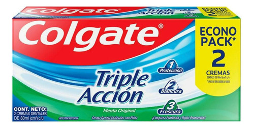 Pasta Dental Colgate Triple Acción 2 Pzs De 80 Ml