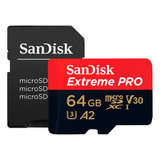 Cartão Memória Microsd Sandisk 64gb Micro Sd Extreme Pro+adp