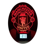 Lámpara Led Ilusión 3d Reloj Alarma Manchester United 