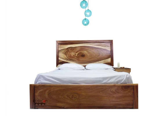 Recamara De Madera Sólida De Parota Cama Con Cabecera Y Base