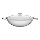 Wok Tramontina Ventura De Acero Inoxidable Color De 34 Cm Para Cocinas De Inducción O Gas