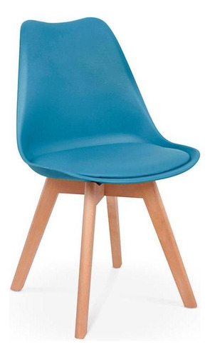 Conjunto 06 Cadeiras Eames Wood Leda Design Cor Turquesa