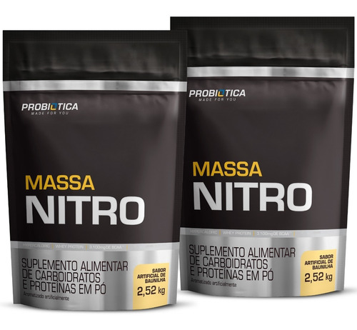 2 X Hipercalórico Massa Nitro 2520kg Refil - Probiotica 