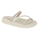 Sandalia Feminina Moleca Brilhosa Macia Flat Baixa Casual