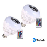 Kit 2 Lampadas Caixa De Som Bluetooth Led Controle Colorido