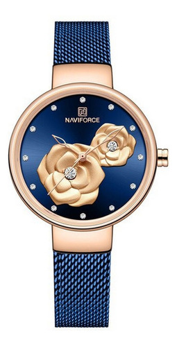 Reloj Naviforce Original Nf 5013l Flor Azul + Estuche