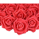 Rosas Artificiales Foam Realista Sin Tallo 76mm 100u Rojo