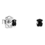 Pendientes Tous Mini Onix De Plata Con Ónix Color Negro