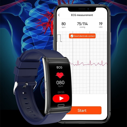 Reloj De Ecg E600 Para Hombre, Monitor De Glucosa En Sangre