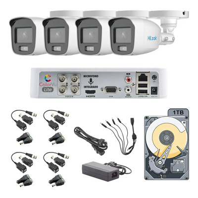 Kit Hilook 4 Camaras 1080p 2mp Colorvu Audio Baluns 1tb Blanco | Envío gratis